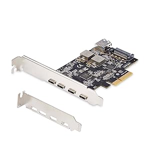 5-Port USB PCIe Card, USB 3.2 10Gbps, PCI Express Card with 4x USB-C Ports, 