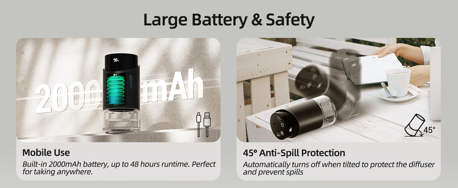 waterless diffuser essential oil scent aromatherapy portable battery operated home room office mini