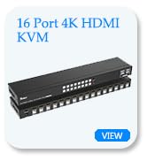 Yinker 16 Port KVM Switch HDMI, 4K@30Hz HDMI Rack Mount KVM Switch w/ 16 Pcs KVM Cables, Support ...