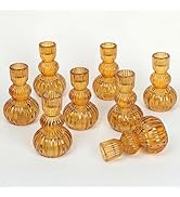 ysnn 8Pcs Gold Glass Taper Candle Holders Set,4.3 Inch Elegant Glass Candlestick Holders for Wedd...
