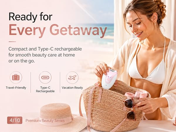 Compact and Type-c rechargeable for smooth beauty care at home or on the go