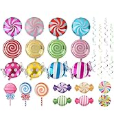 DS. DISTINCTIVE STYLE Candy Balloons Set 12 Colorful Candyland Aluminum Balloons with 30 Spiral H...