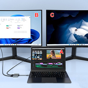 USB C to Dual HDMI Adapter with 2 4K@60Hz HDMI Docking Station Type C to HDMI Splitter for 2 Monitor