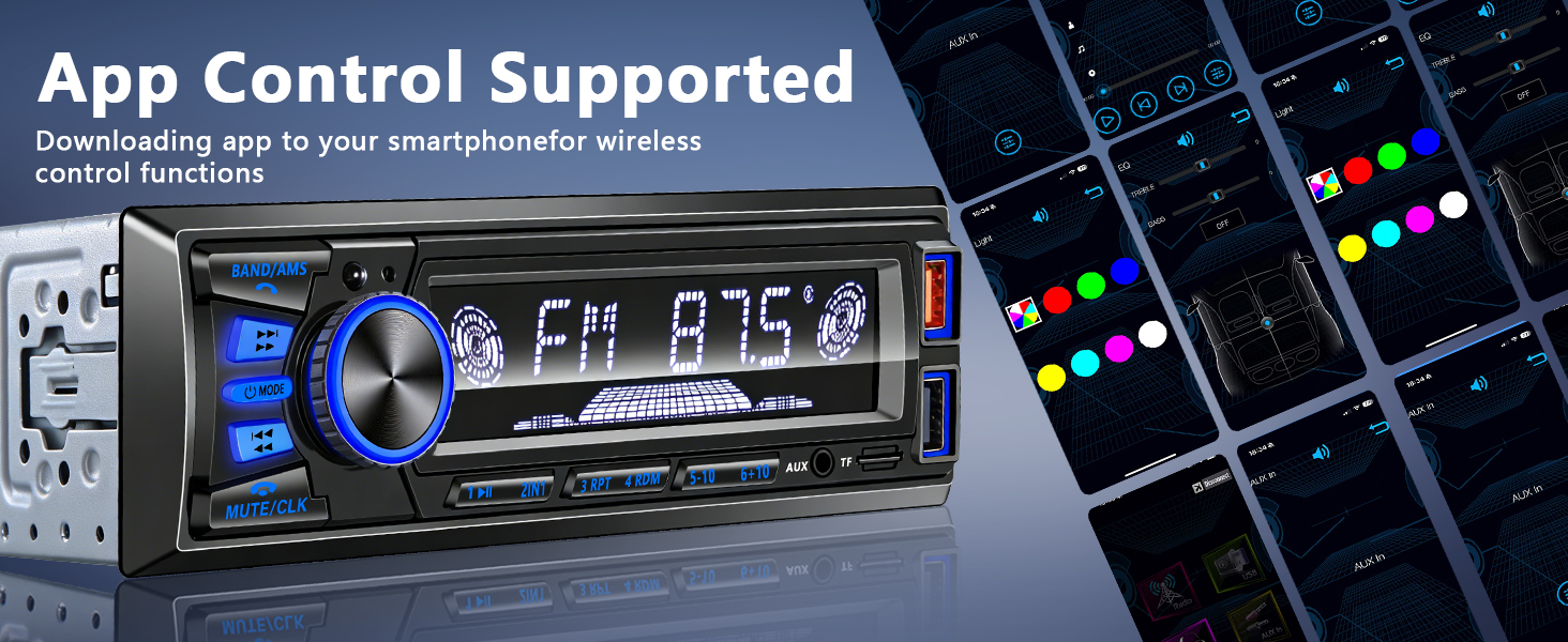 Single Din Car Stereo Radio with Bluetooth Hands-Free System MP3 Player