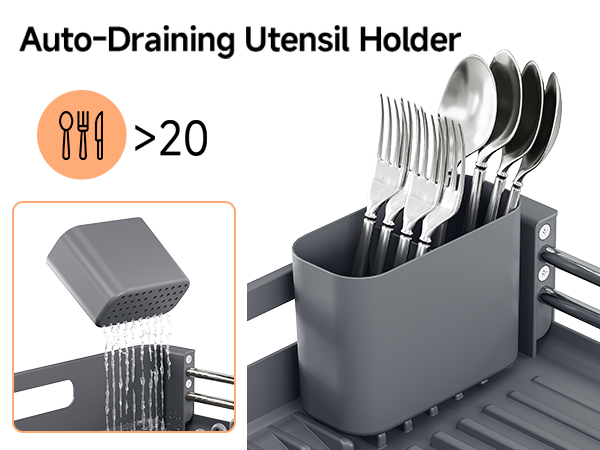 Expandable Dish Drying Rack for Kitchen Counter, Extendable Dish Rack with Drainboard