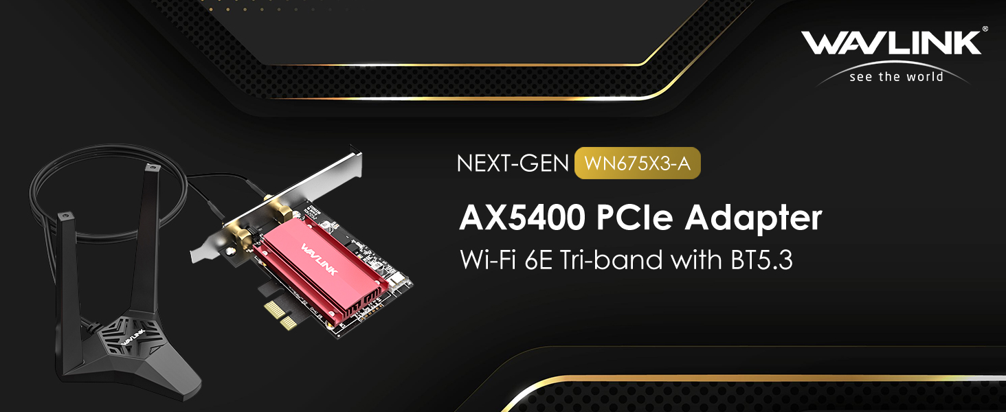 Wavlink PCIE WiFi Card for desktop pc Tri-band with Bluetooth 5.3 2024 New