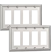 DEWENWILS Quadruple Decorator Wall Plates, Brushed Nickel Outlet Covers, Metal Face Plates for El...