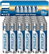 Philips AAA Batteries 24 Pack, 1.5v Ultra Alkaline Triple A. Batteries, 10-Year Shelf Life, Ultim...