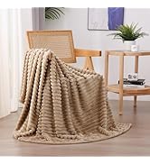 Linecooo Tan Fleece Throw Blanket 50”×60” for Couch Sofa Bed,Super Soft Cozy Plush Microfiber Fla...