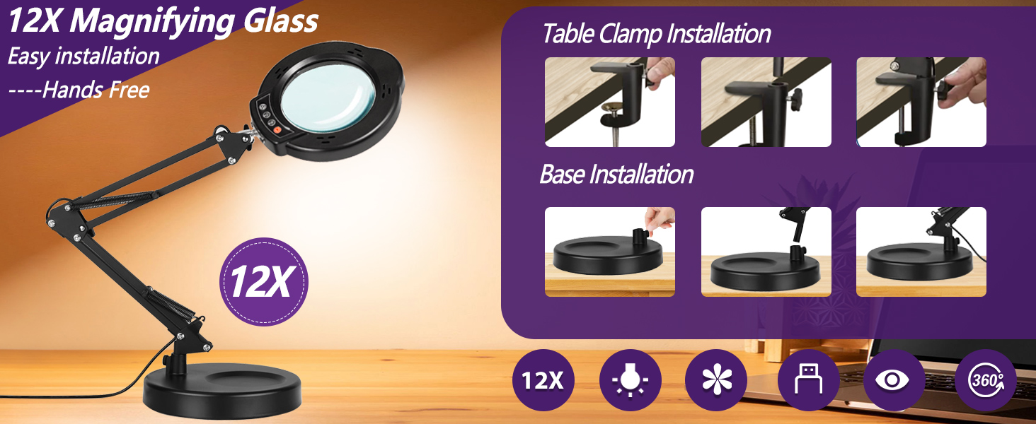 magnifying glass with light and stand