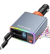 MAEZOE Retractable Car Charger with Sound-Activated Light, 120W USB C Car Charger Adapter Fast Ch...