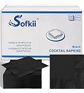 Sofkii 400 Count Black Cocktail Napkins, 4.75x4.75 Inch 2-Ply Disposable Paper Napkins, Bulk Beve...