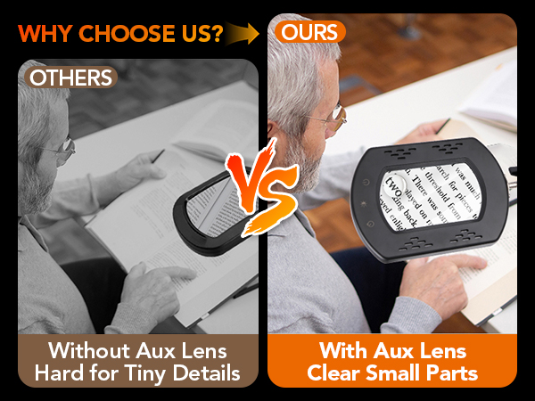 desk magnifying glass with light