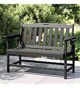 PHI Villa 50 Inch HDPE Outdoor Garden Bench, Park Bench with Reinforced Support Structure, 700 lb...