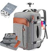 Lumesner Rolling Backpack, 17 inch Water Resistant Wheeled Laptop Backpack, Carry on Luggage Busi...