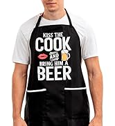 Funny Apron for Men with 2 Large Pockets One-Size-Fits-All Chef Apron for Grilling, Cooking, Fits...