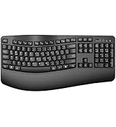QUASIO Ergonomic Wireless Keyboard with Wrist Rest, Wave Keys, Comfortable Natural Typing, 2.4GHz...