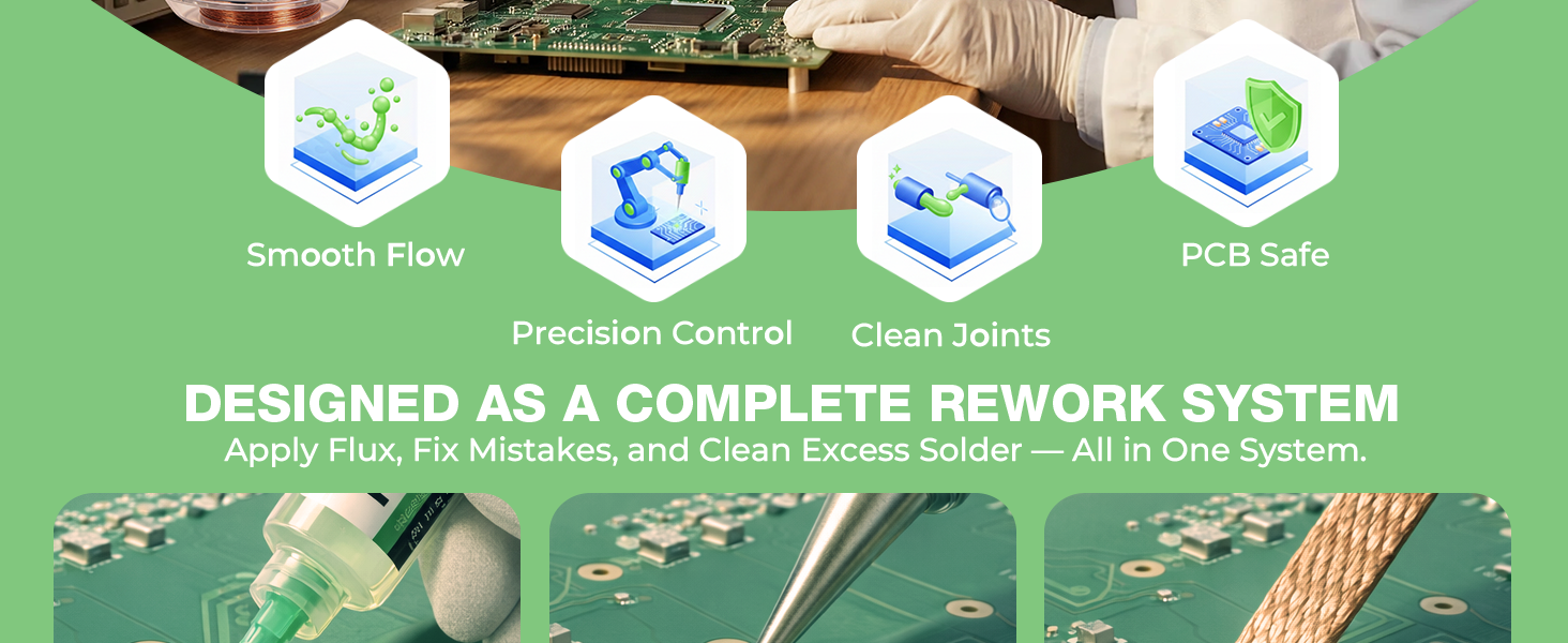 Solder Flux Paste Desoldering Wick No Clean Rosin Handy Flux Syringe Solder Wick Braid