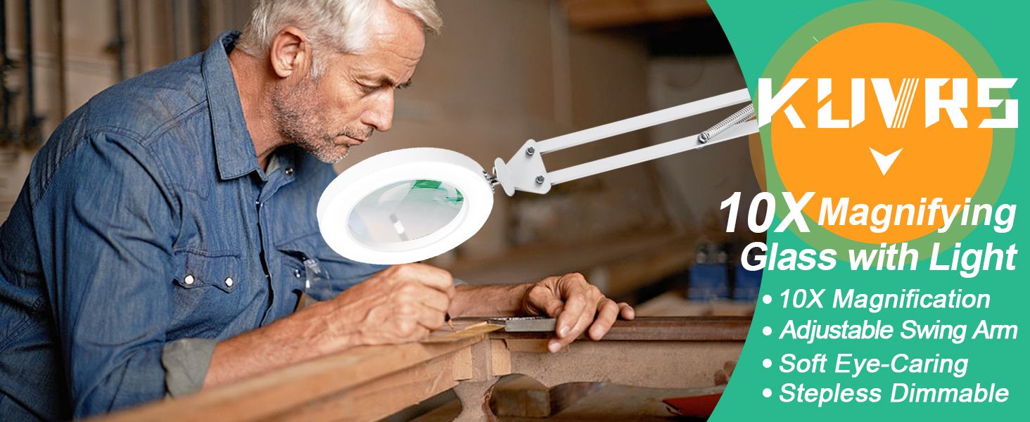 lighted magnifying glass on stand
