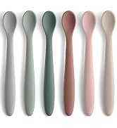 6-Piece Silicone Baby Feeding Spoons, First Stage Infant Spoons, Soft-Tip Easy on Gums I Baby Tra...