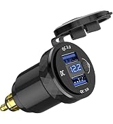 SOBMOTO Hella Din Motorcycle USB Charger (NOT for Car Cigarette Socket) – Dual USB-A QC3.0 18W Wa...
