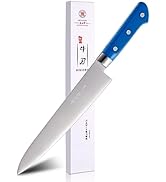 Sumteene Chef Knife 9.5 inches, Professional Sushi Knife with Blue Ergonomic Handle, Sharp Japane...