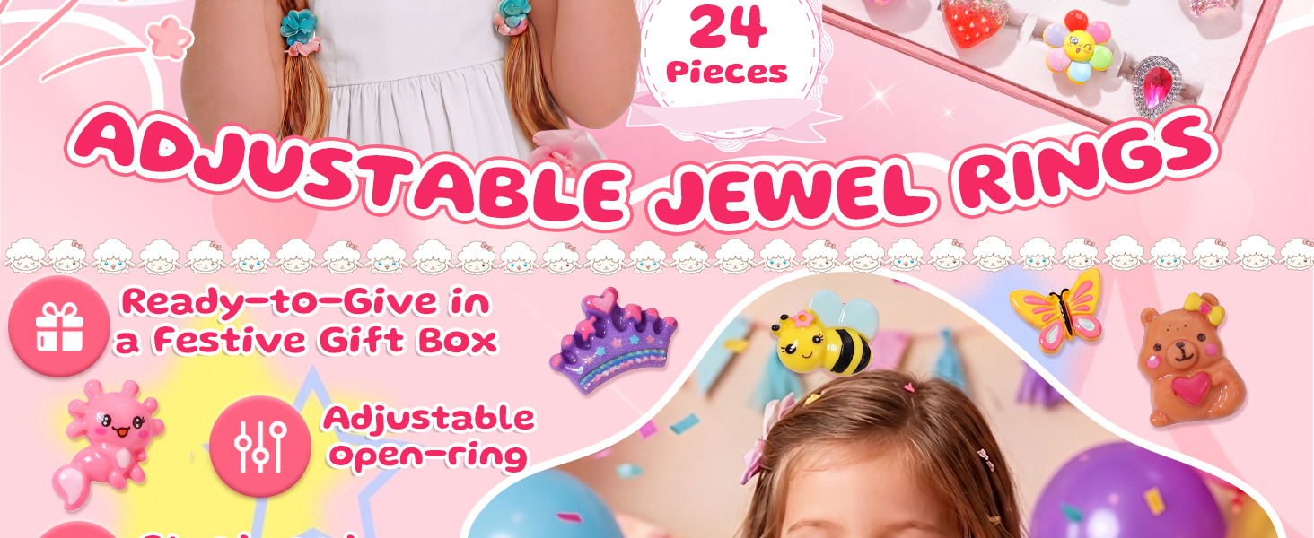 kids rings for girls adjustable