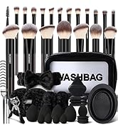 HGHDBT 57Pcs Black Makeup Brushes Set Professional with Case Premium Synthetic for Foundation Con...