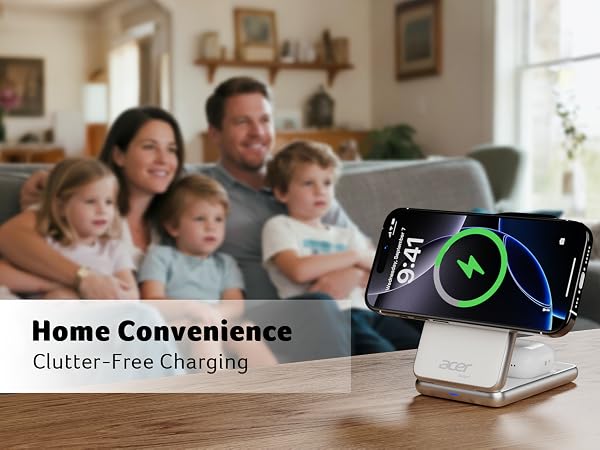 Acer Magnetic Wireless Charger, 3 in 1 Wireless Charging Station,