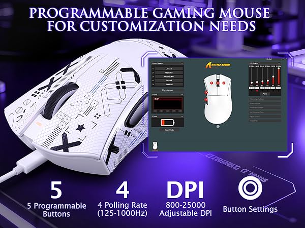 ATTACK SHARK V3 PRO Wireless Esports Gaming Mouse with Magnetic Charging Dock