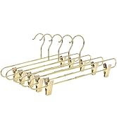 Quality Pant Hangers - 10-Pack Pant &amp; Skirt Hanger Set - Gold Pant Hangers with Clips - 360-Degre...