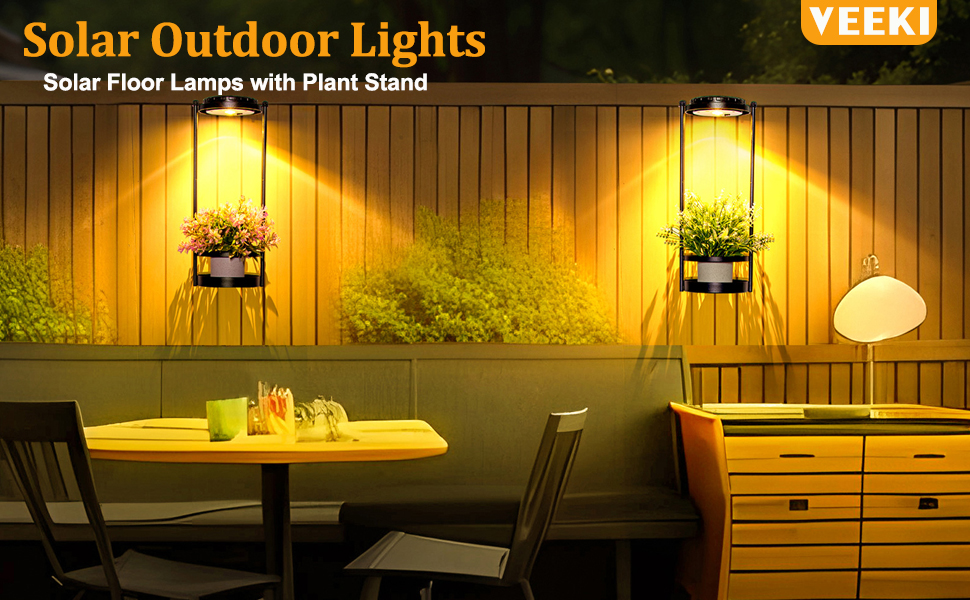 Solar Floor Lamps with Plant Stand