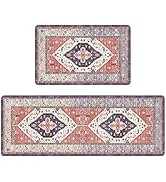 Pauwer Anti Fatigue Kitchen Mats for Floor 2 Piece Set, Cushioned Memory Foam Kitchen Rug, Non Sl...