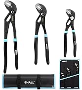 SHALL 3-Piece Groove Joint Pliers Set (12, 9-1/2, 7 Inch), Push-Lock Water Pump Pliers In Cr-v St...