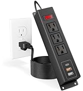 BTU 3 Outlet Power Strip with USB, Small Desktop Power Strip with 2 USB-A &amp; 1 USB-C PD 20W Fast C...