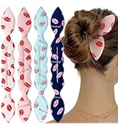 4 Pcs Deft Hair Bun Maker French Twist Donut Hair Bun Rabbit Ear Bun Twister Lip Flexible Donut Q...