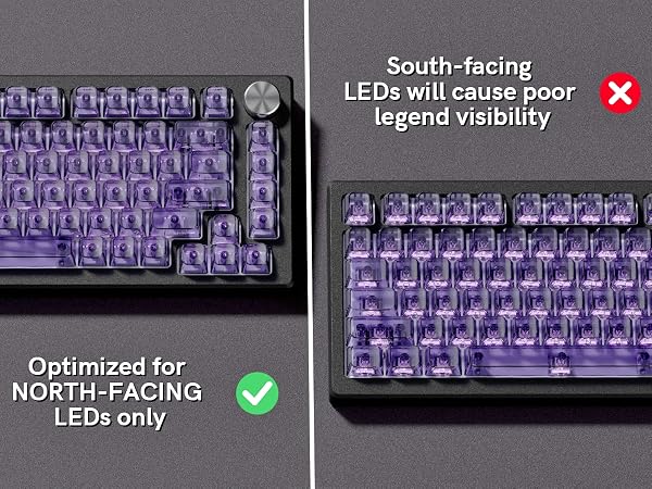Purple Clear keycaps,Transparent keycaps,Ceramic Jelly Key caps,Shine Through keycap Side Printed