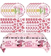 41Pcs Western Cowgirl Party Decorations-Let's Go Girls Themed Tableware Western Rodeo Paper Plate...