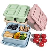 suhunide 4Piece Silicone Snack Container with Lids, 3 Compartment Snack Container, is Perfect for...