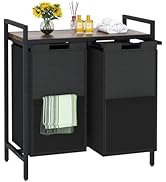 Huhote Laundry Hamper, double Laundry Basket, Laundry Sorter with Top Shelf &amp; 2 Removable Washabl...
