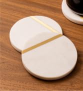 marble coasters for coffee table set of 6 stone modern white round coasters