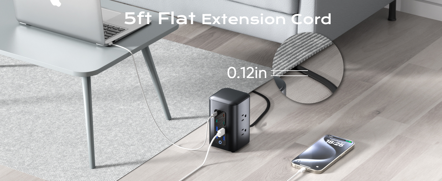 5FT Flat Extension Cord