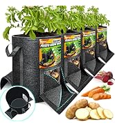 [Upgraded] 4Pcs 15 Gallon Potato Grow Bags with Unique Harvest Window &amp; Visible Window, Non-Woven...