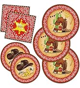 CC HOME West Cowboy Birthday Paper Plates Napkins Cowboy Disposable Tableware Set Party Supplies ...