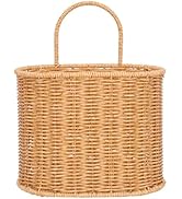 Healifty Wall Hanging Storage Basket Imitation Rattan Woven Plastic Sundries Flower Organizer for...