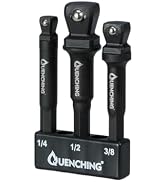 QUENCHING 3-Pcs 3 Inch Impact Wobble Extension Set, Socket Extensions with Holder, 1/4 Inch, 3/8 ...