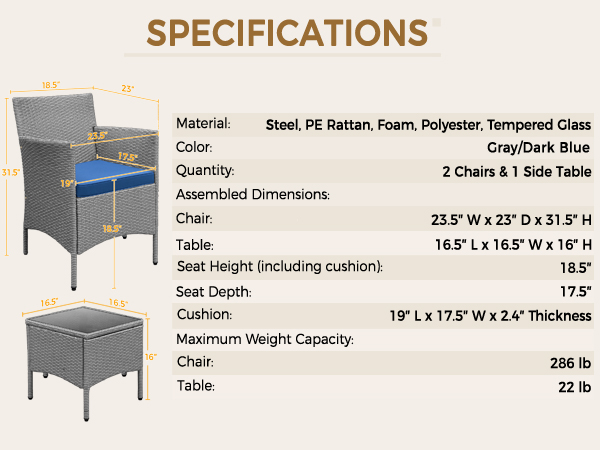 3-Piece Rattan Furniture Set
