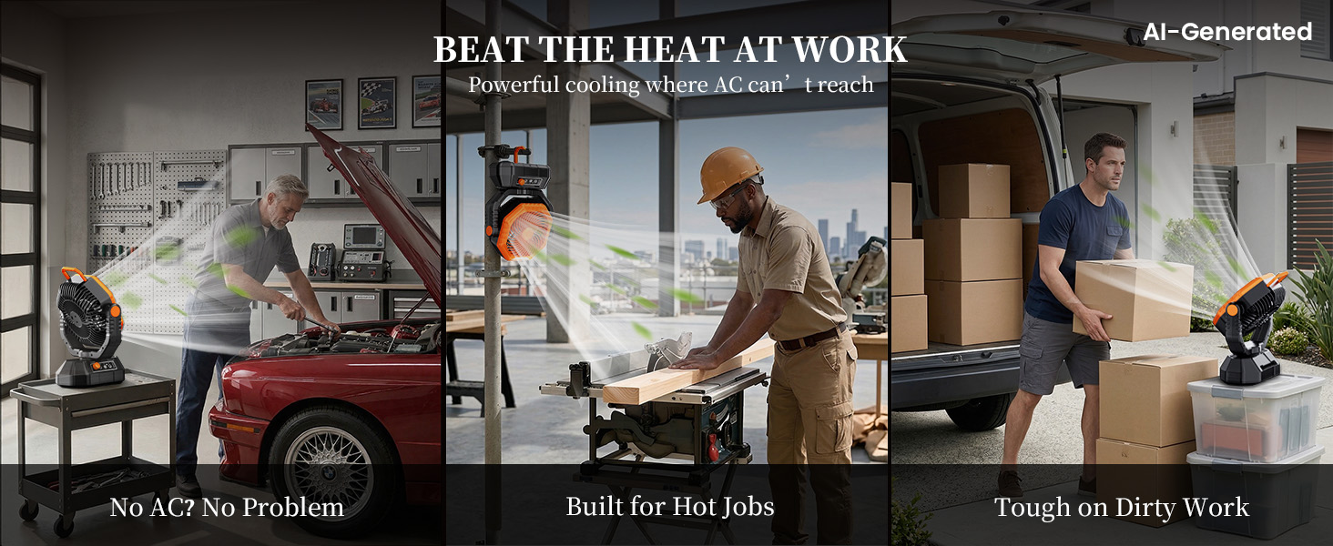 This versatile portable fan camping delivers strong airflow to stay cool during hot jobs