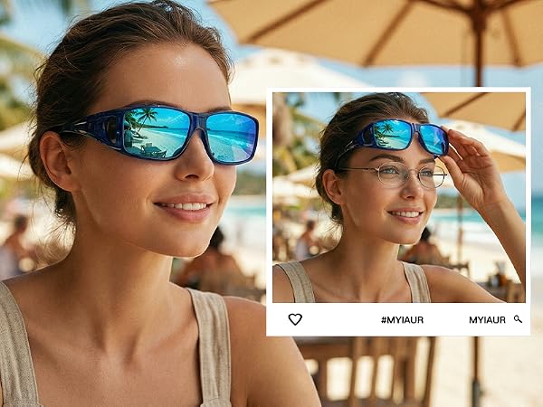 Myiaur Over Glasses Sunglasses for Men Women, Polarized Fit Over Sunglasses UVProtection, Anti Glare