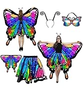 Jackcell Butterfly Wing Costumes for Women, Halloween Butterfly Cape with Skirt Adults, Fairy Dre...